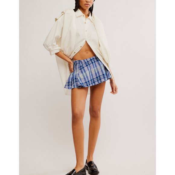 Free People! High Time Micro Skort in Blue Combo NWT! - Picture 5 of 10
